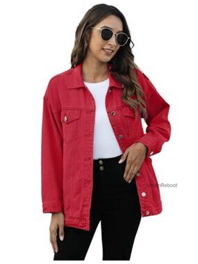 Oversized Mid Long Denim Jacket Loose Fit Boyfriend Jean Coat